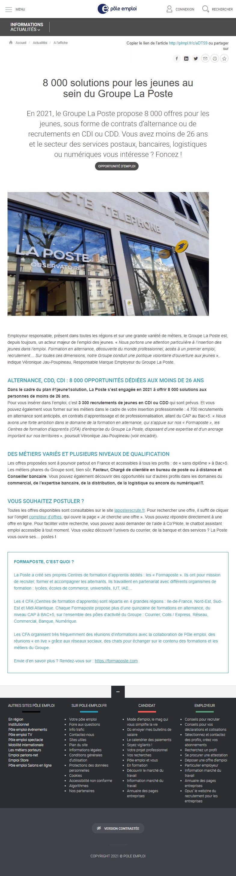 En 2021 Le Groupe La Poste Propose 8 000 Offres Pour Les Jeunes Sous Forme De Contrats D Alternance Ou De Recrutements En Cdi Ou Cdd Inser Eco 93