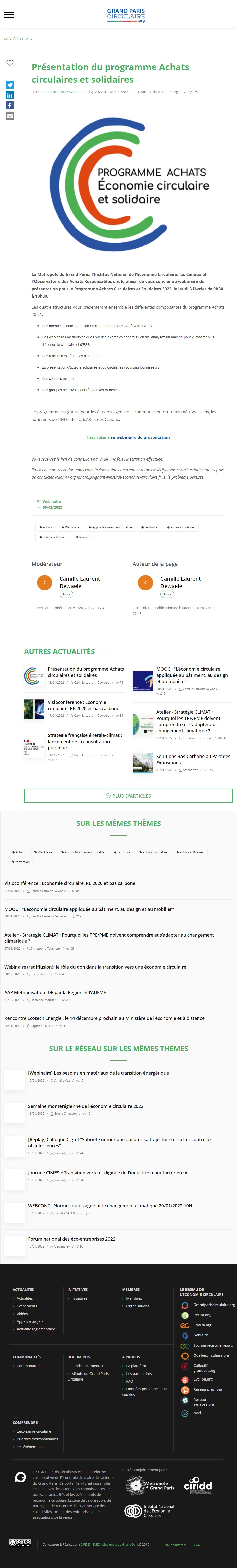 Webinaire Pr Sentation Du Programme Achats Circulaires Et Solidaires Inser Eco